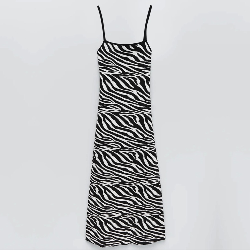 Zara Zebra Jacquard dress Size L